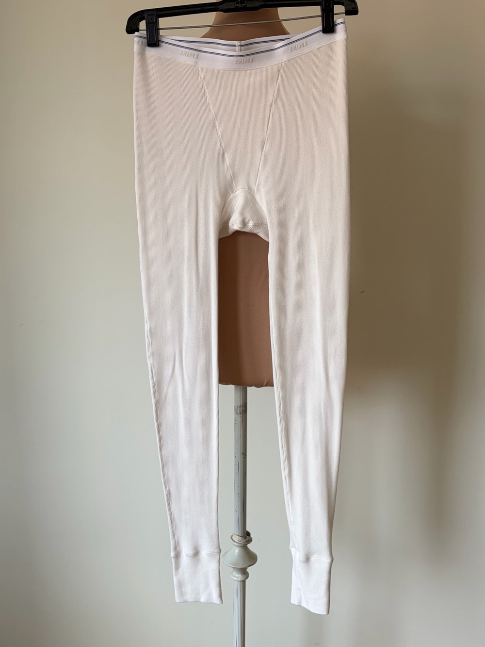 SKIMS Cotton Stretch Rib Cozy Lounge Long John White Leggings Pants EUC Size S